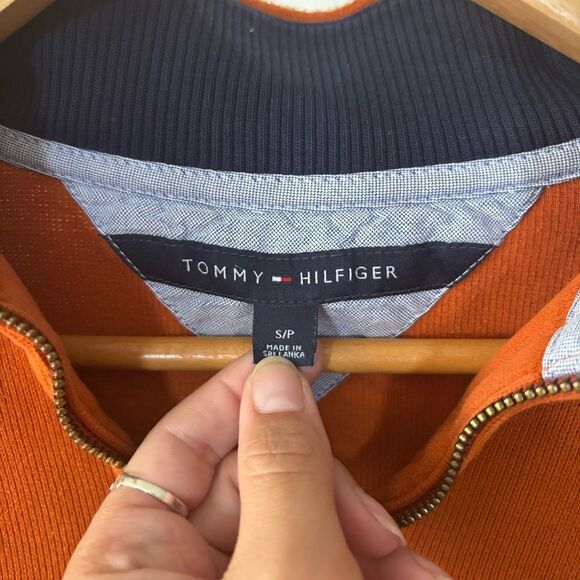 Tommy Hilfiger Orange Zip Up Sweater - Picture 2 of 7